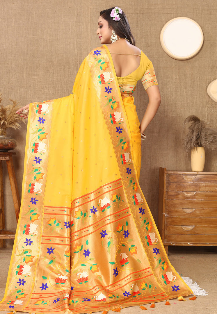 Yellow Silk Saree With Blouse