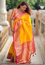 Load image into Gallery viewer, Yellow Silk Saree With Blouse
