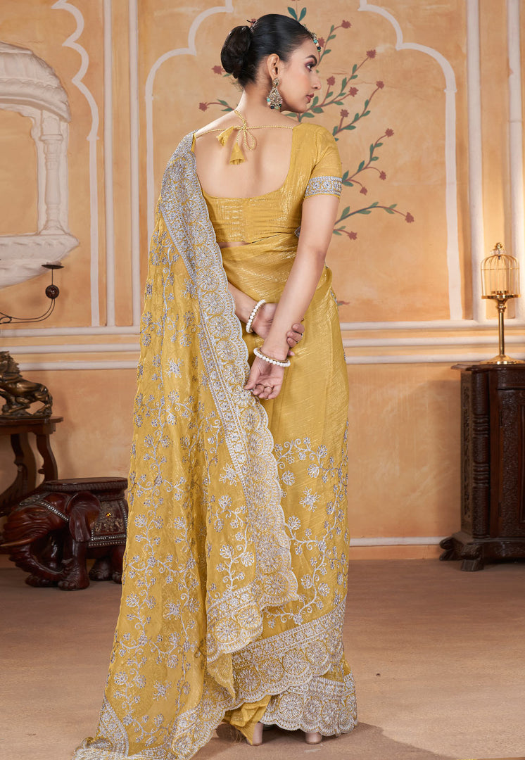 Yellow Silk Saree With Blouse