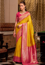 Load image into Gallery viewer, Yellow Silk Saree With Blouse
