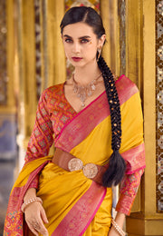 Yellow Silk Saree With Blouse
