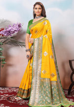 Load image into Gallery viewer, Yellow Silk Saree With Blouse
