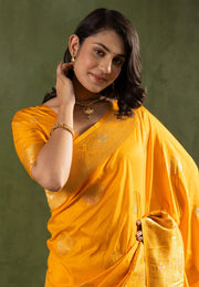 Yellow Silk Saree With Blouse