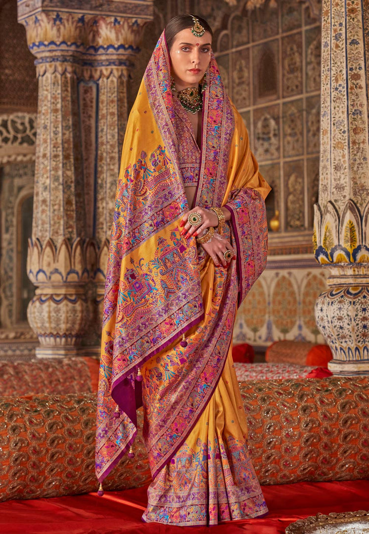 Yellow Silk Saree With Blouse