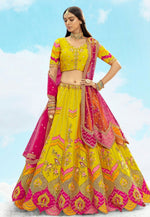 Load image into Gallery viewer, Yellow Silk Wedding Lehenga Choli
