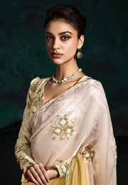 Yellow Tissue Saree With Blouse