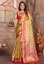 Load image into Gallery viewer, Yellow Tissue Silk Saree With Blouse
