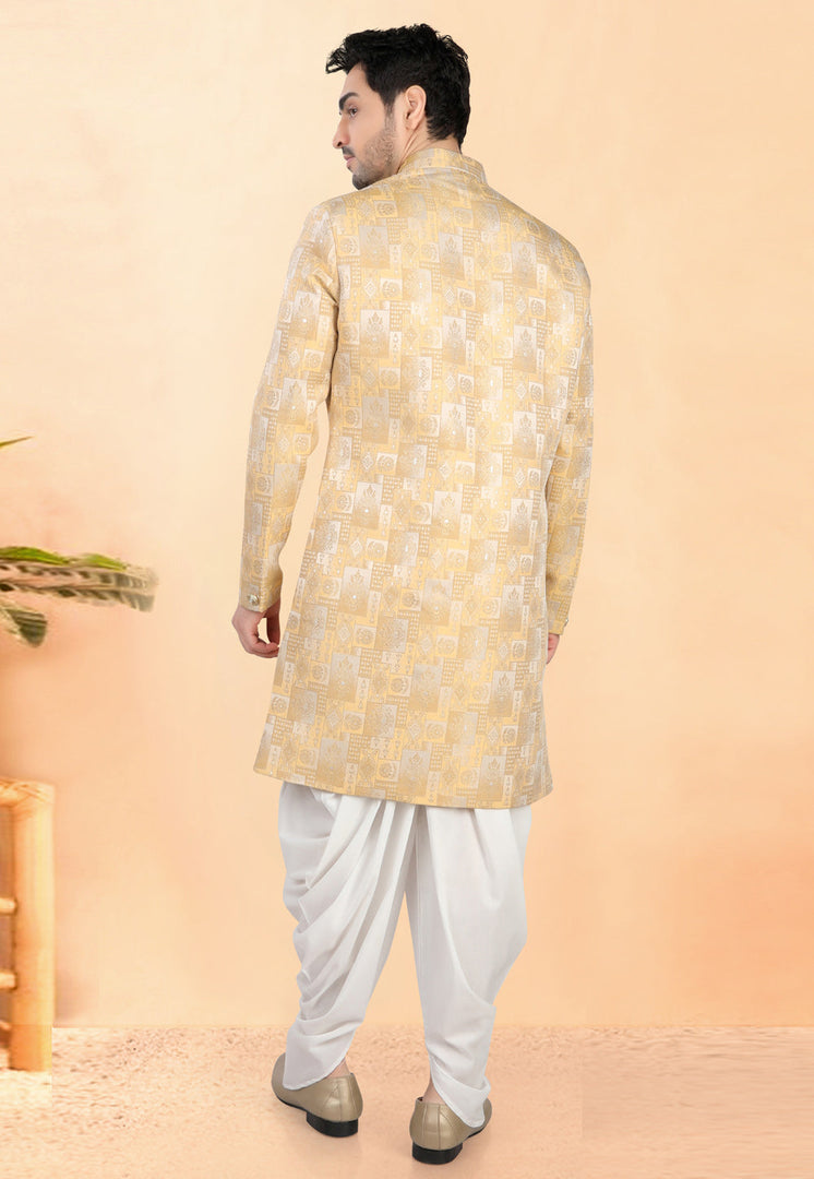 Yellow Velvet Indo Western Suit