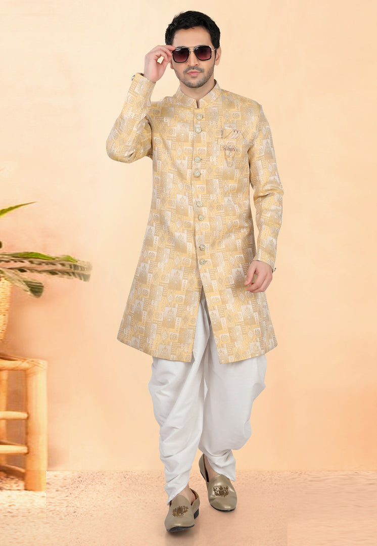 Yellow Velvet Indo Western Suit