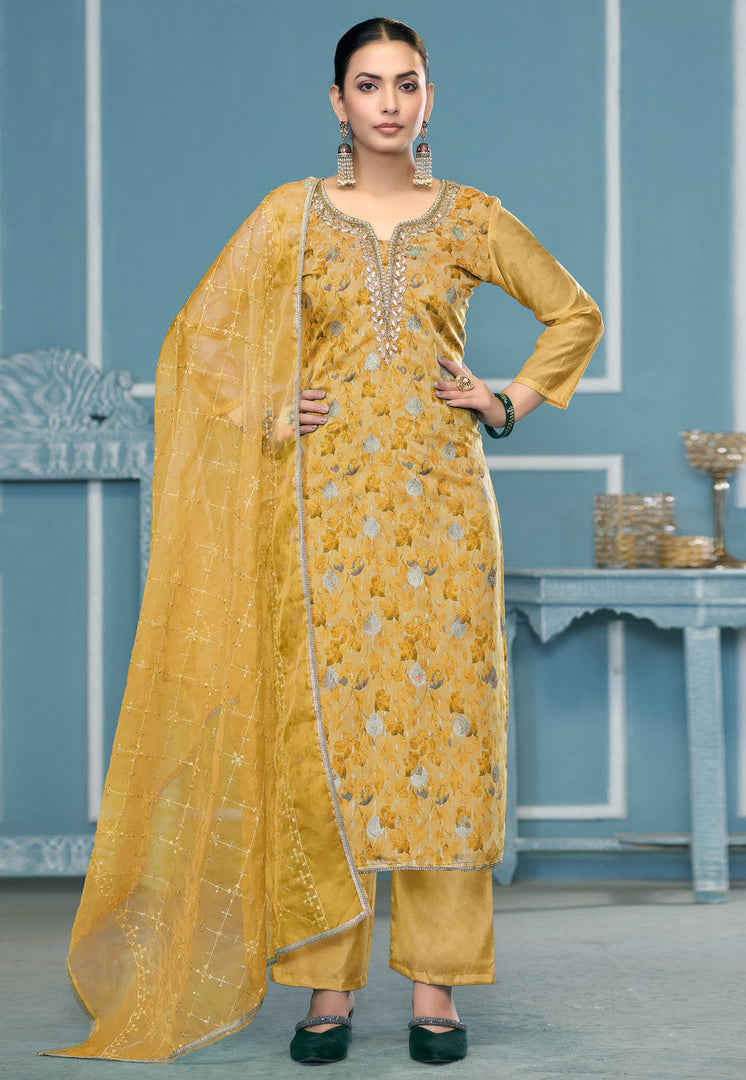 Yellow Viscose Pakistani Suit