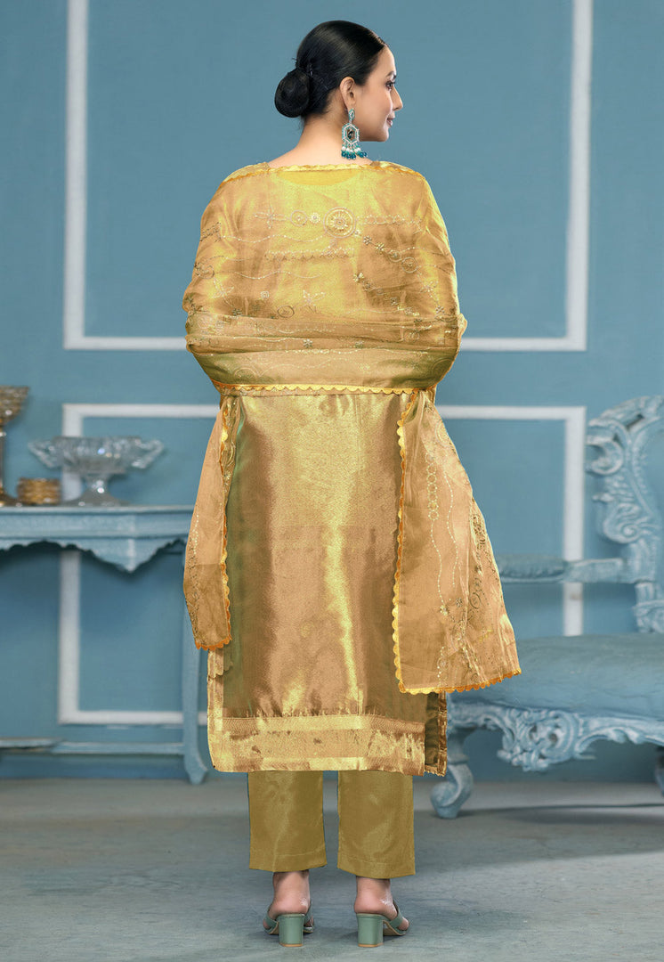 Yellow Viscose Pant Style Suit
