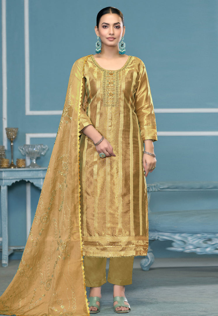 Yellow Viscose Pant Style Suit