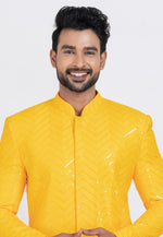 Load image into Gallery viewer, Yellow Viscose Rayon Indo Western Suit
