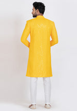 Load image into Gallery viewer, Yellow Viscose Rayon Indo Western Suit
