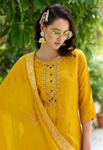 Load image into Gallery viewer, Yellow Viscose Rayon Readymade Pakistani Suit
