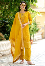 Load image into Gallery viewer, Yellow Viscose Rayon Readymade Pakistani Suit
