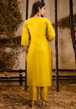 Load image into Gallery viewer, Yellow Viscose Rayon Readymade Pant Style Suit
