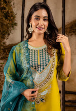 Load image into Gallery viewer, Yellow Viscose Rayon Readymade Pant Style Suit
