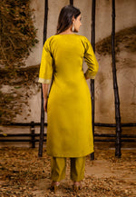 Load image into Gallery viewer, Yellow Viscose Rayon Readymade Pant Style Suit
