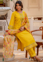 Load image into Gallery viewer, Yellow Viscose Readymade Pakistani Suit

