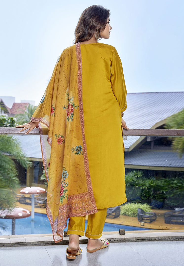 Yellow Viscose Readymade Pakistani Suit