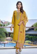 Load image into Gallery viewer, Yellow Viscose Readymade Pakistani Suit
