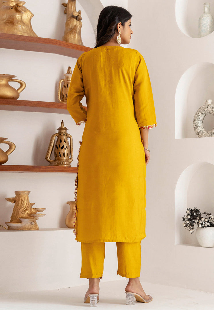 Yellow Viscose Readymade Pakistani Suit