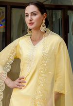 Load image into Gallery viewer, Yellow Viscose Readymade Pant Style Suit
