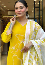 Load image into Gallery viewer, Yellow Viscose Readymade Pant Style Suit
