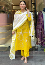 Load image into Gallery viewer, Yellow Viscose Readymade Pant Style Suit
