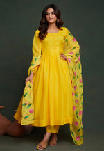 Load image into Gallery viewer, Yellow Viscose Readymade Pant Style Suit
