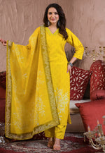 Load image into Gallery viewer, Yellow Viscose Readymade Pant Style Suit
